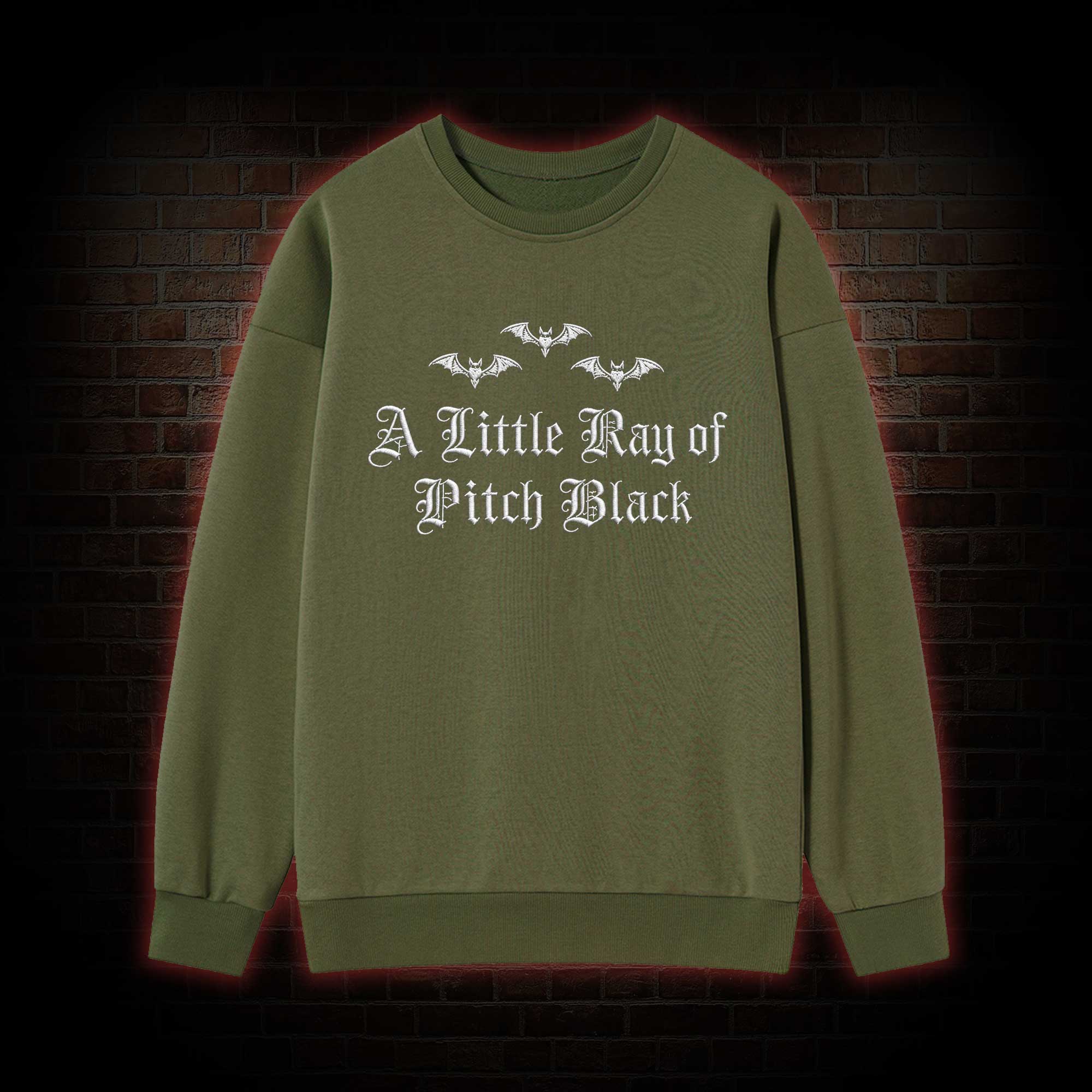 A Little Ray of Pitch Black Embroidered Sweatshirt