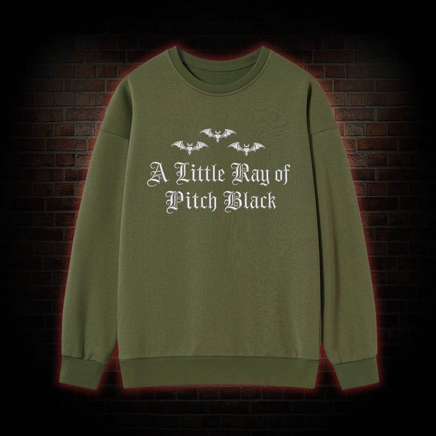 A Little Ray of Pitch Black Embroidered Sweatshirt