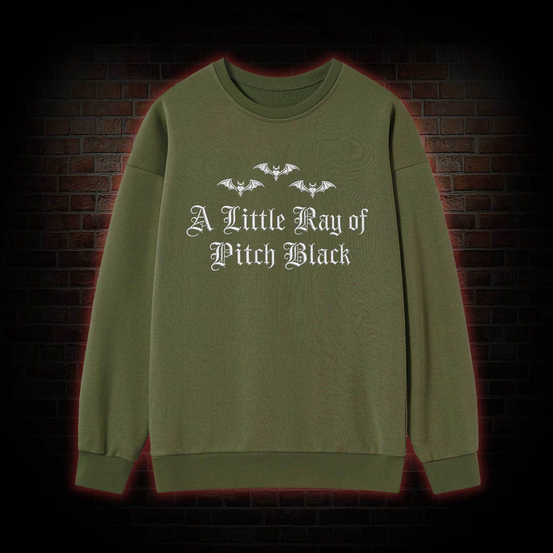 A Little Ray of Pitch Black Embroidered Sweatshirt