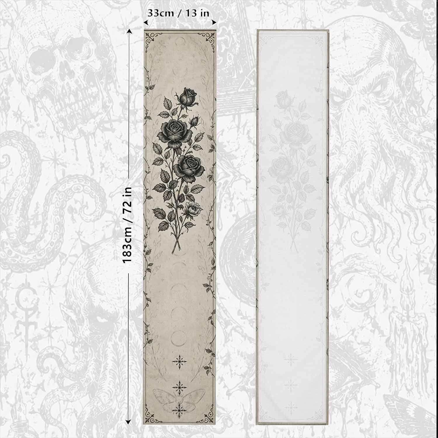 Gothic Black Roses Table Runner