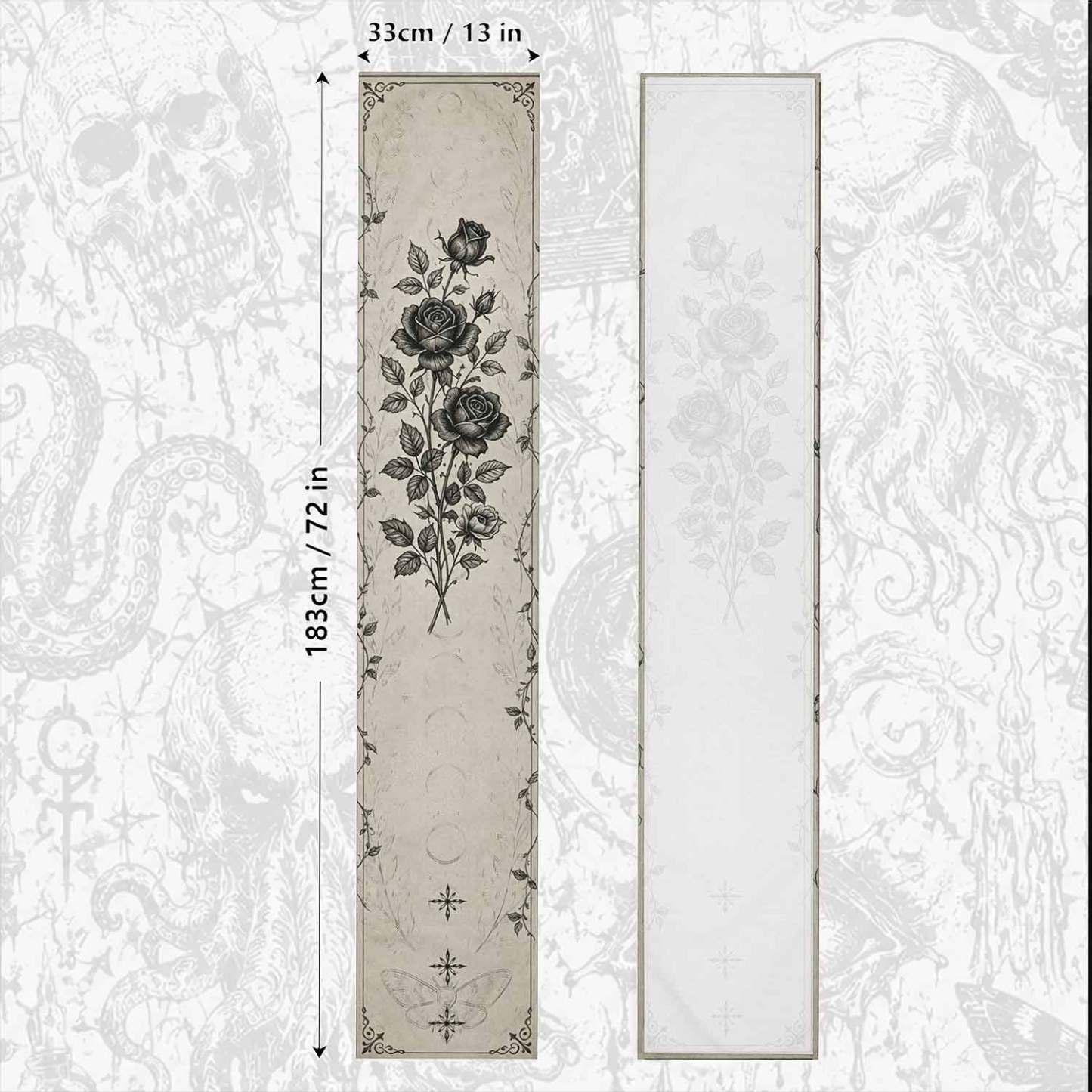 Gothic Black Roses Table Runner