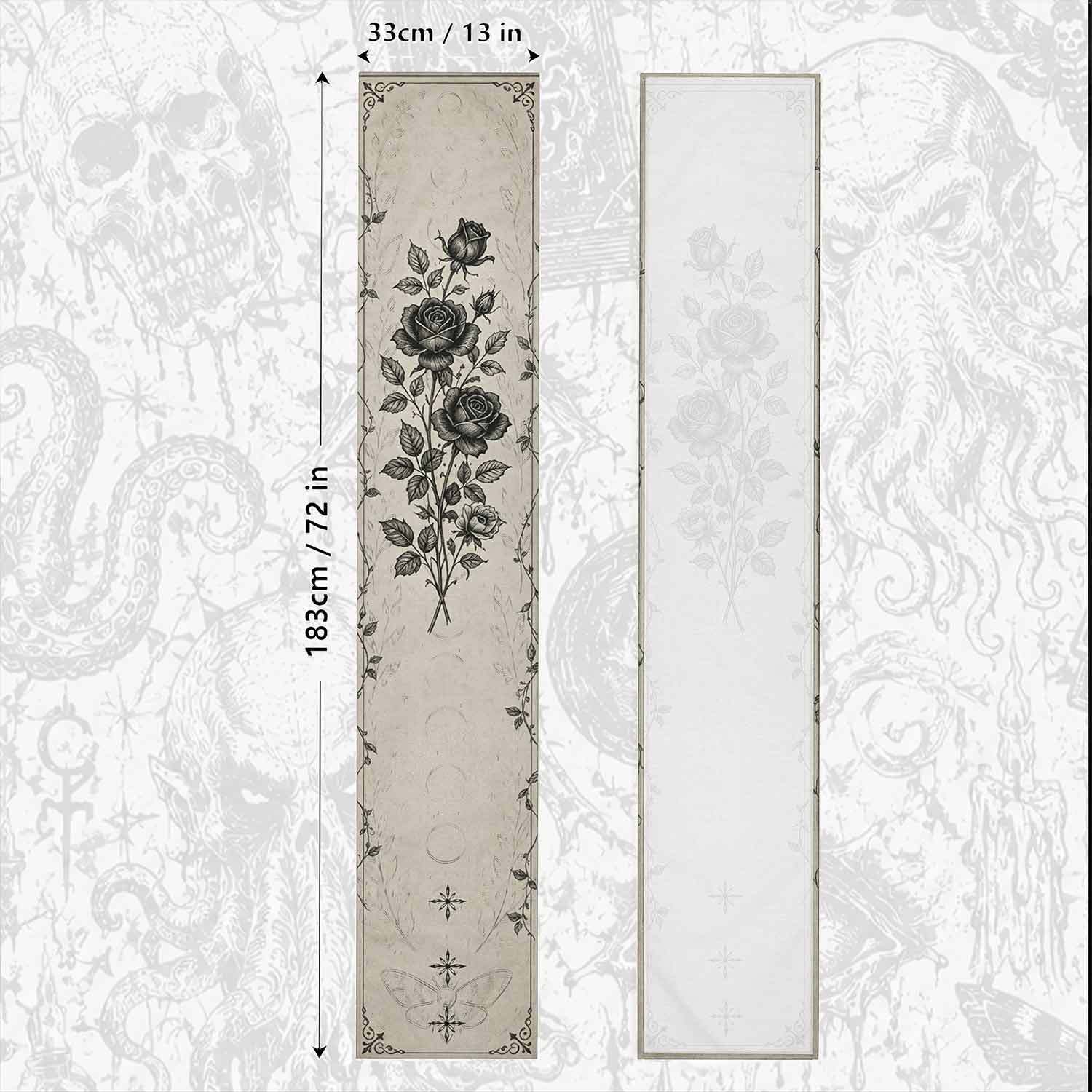 Gothic Black Roses Table Runner