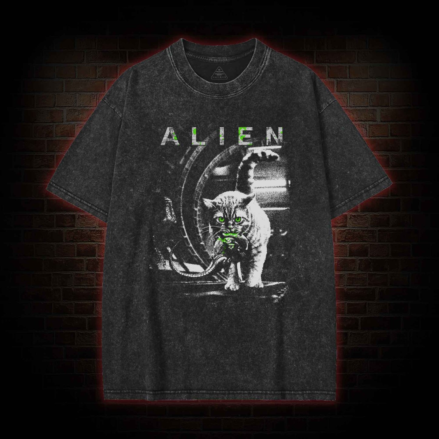 Alien Cat Washed T-shirt