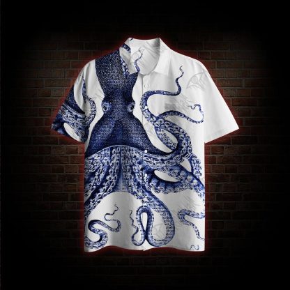 Blue Kraken Octopus Hawaiian Shirt