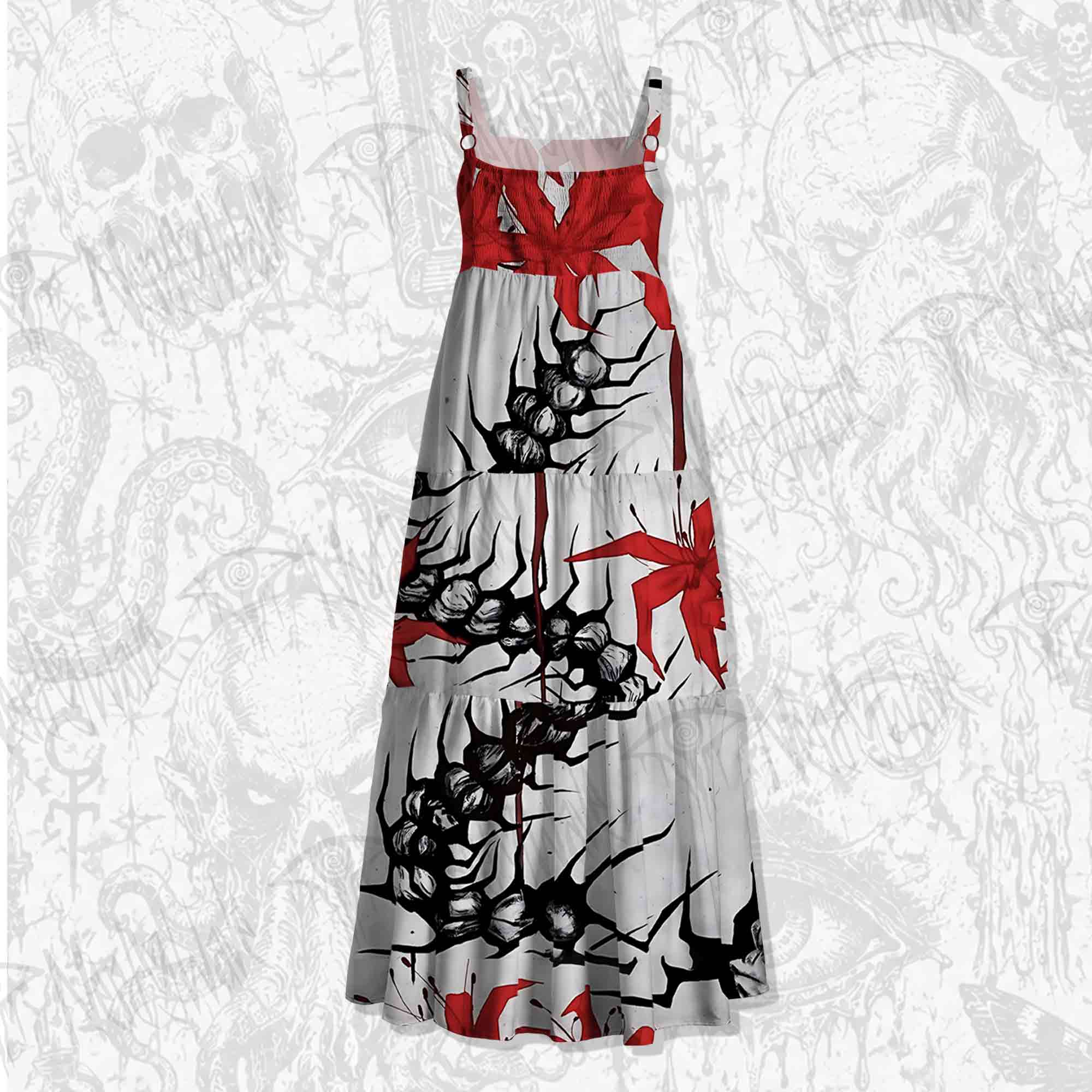 Red Spider Lily Wide Straps Maxi Dress