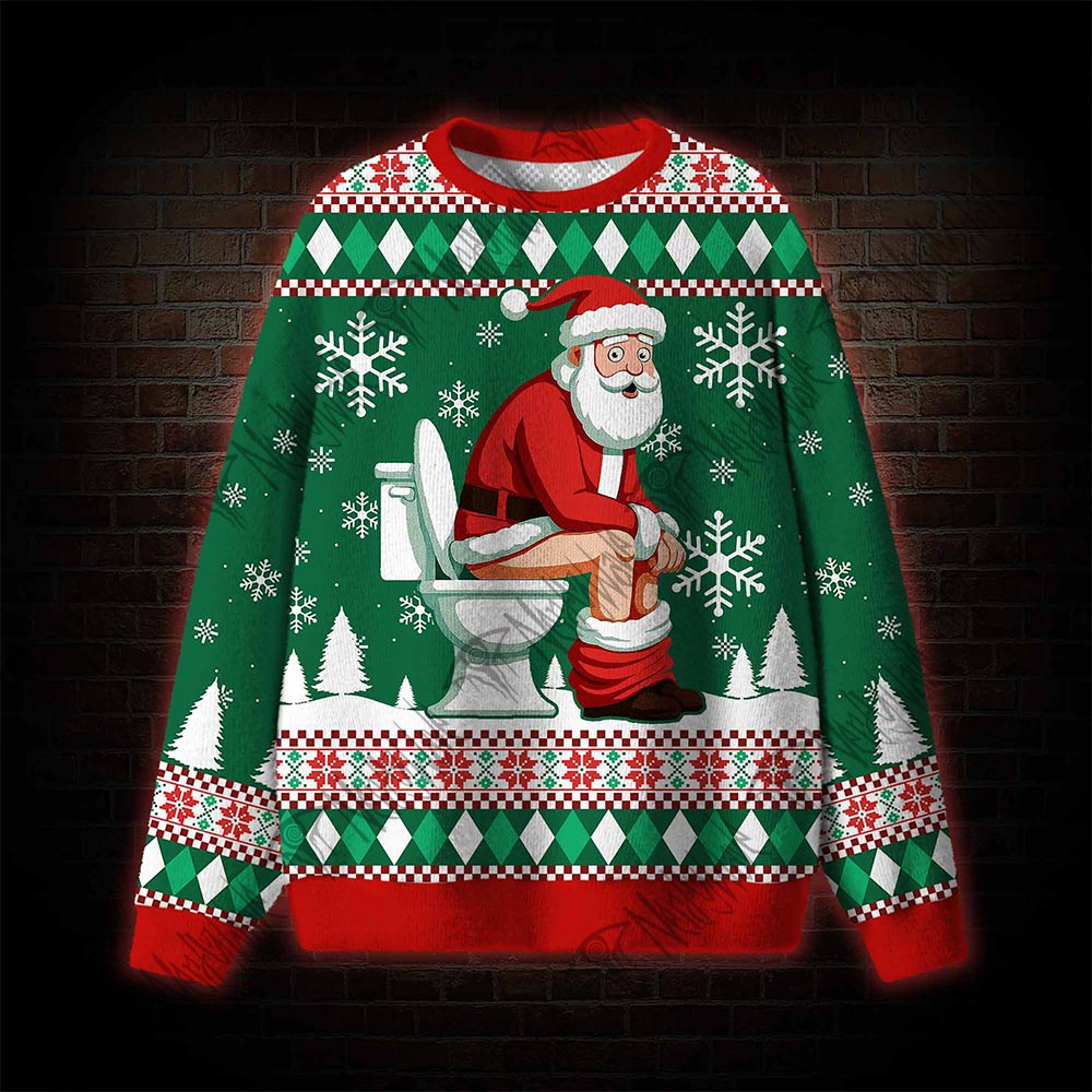 Santa Claus On The Toilet Ugly Sweatshirts