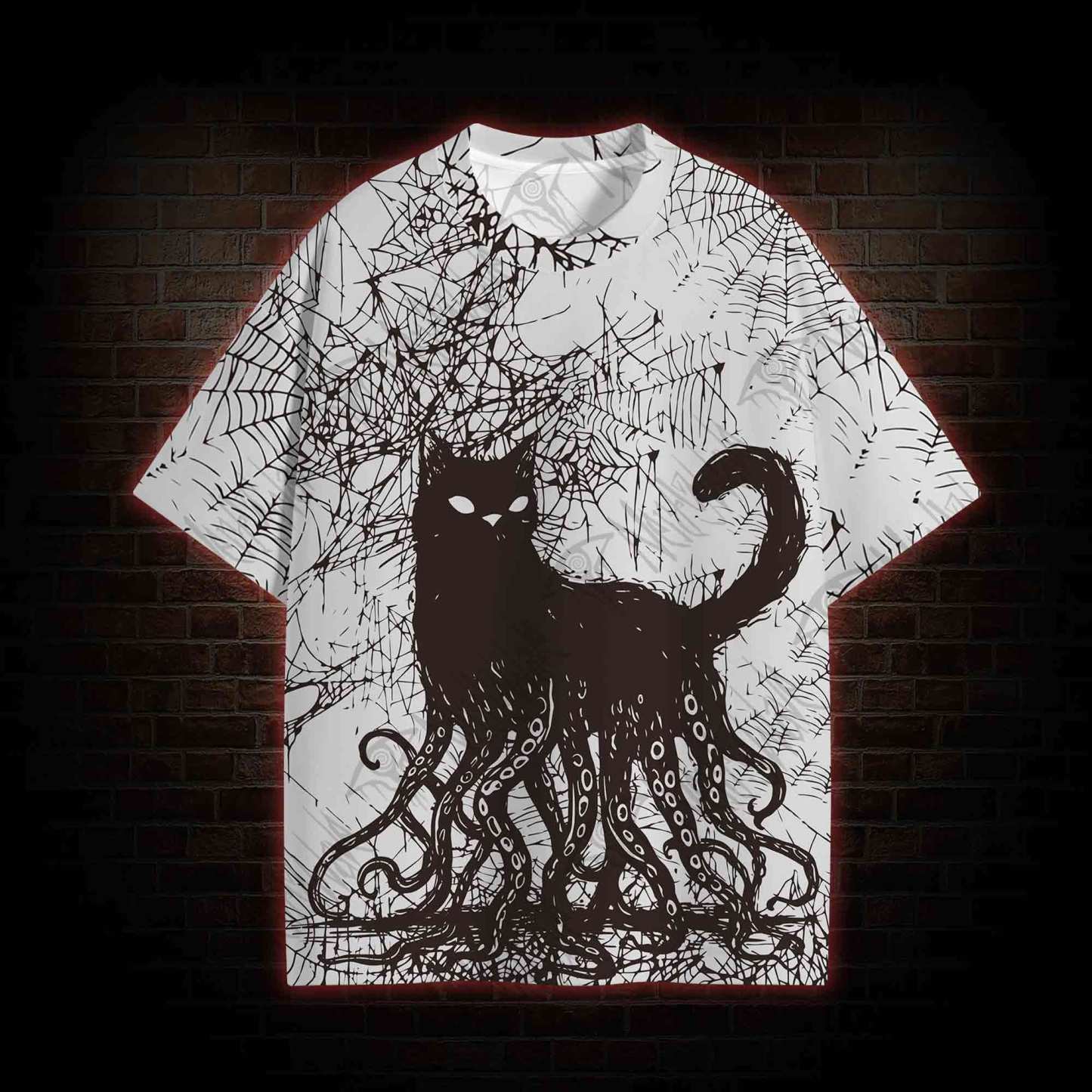 Octopus And Black Cat All Over Print T-shirt