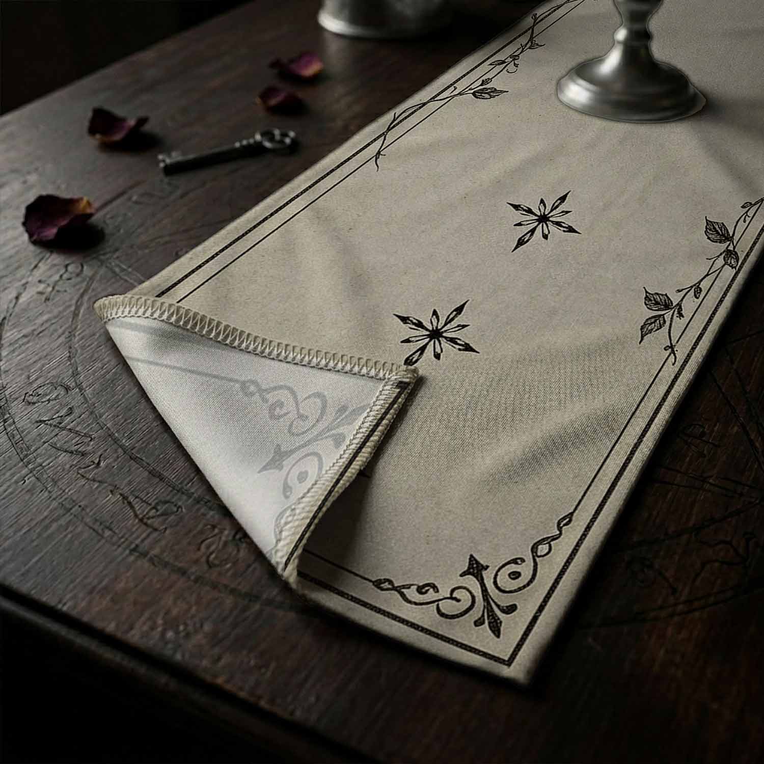 Gothic Black Roses Table Runner
