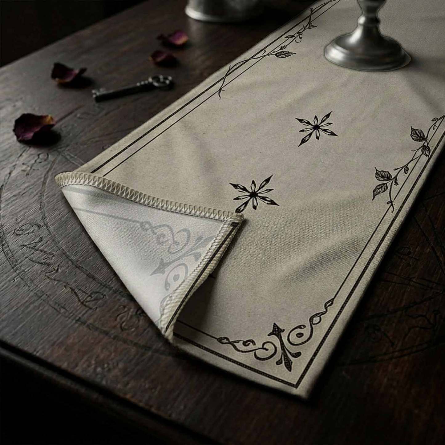 Gothic Black Roses Table Runner