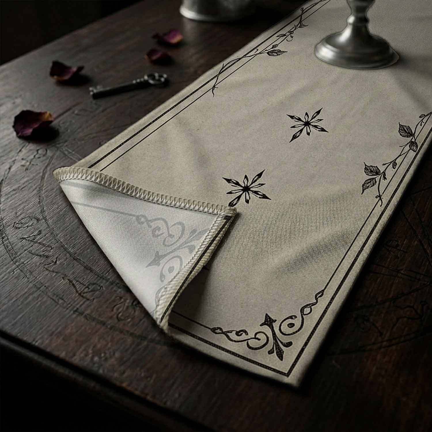 Gothic Black Roses Table Runner