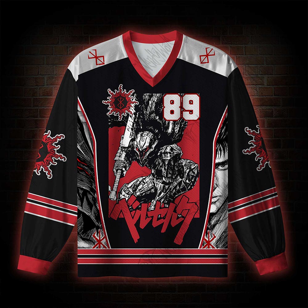 Black Swordsman V-Neck Long Sleeve Jersey