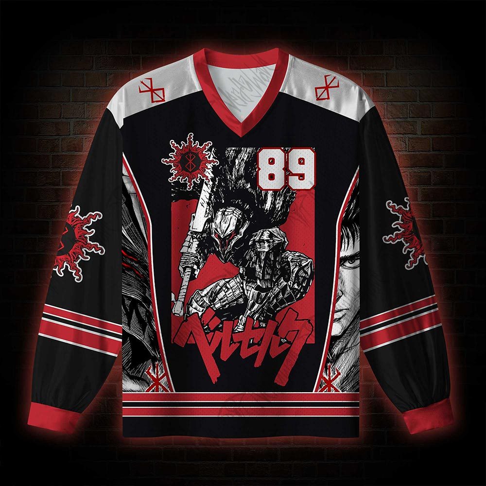 Black Swordsman V-Neck Long Sleeve Jersey