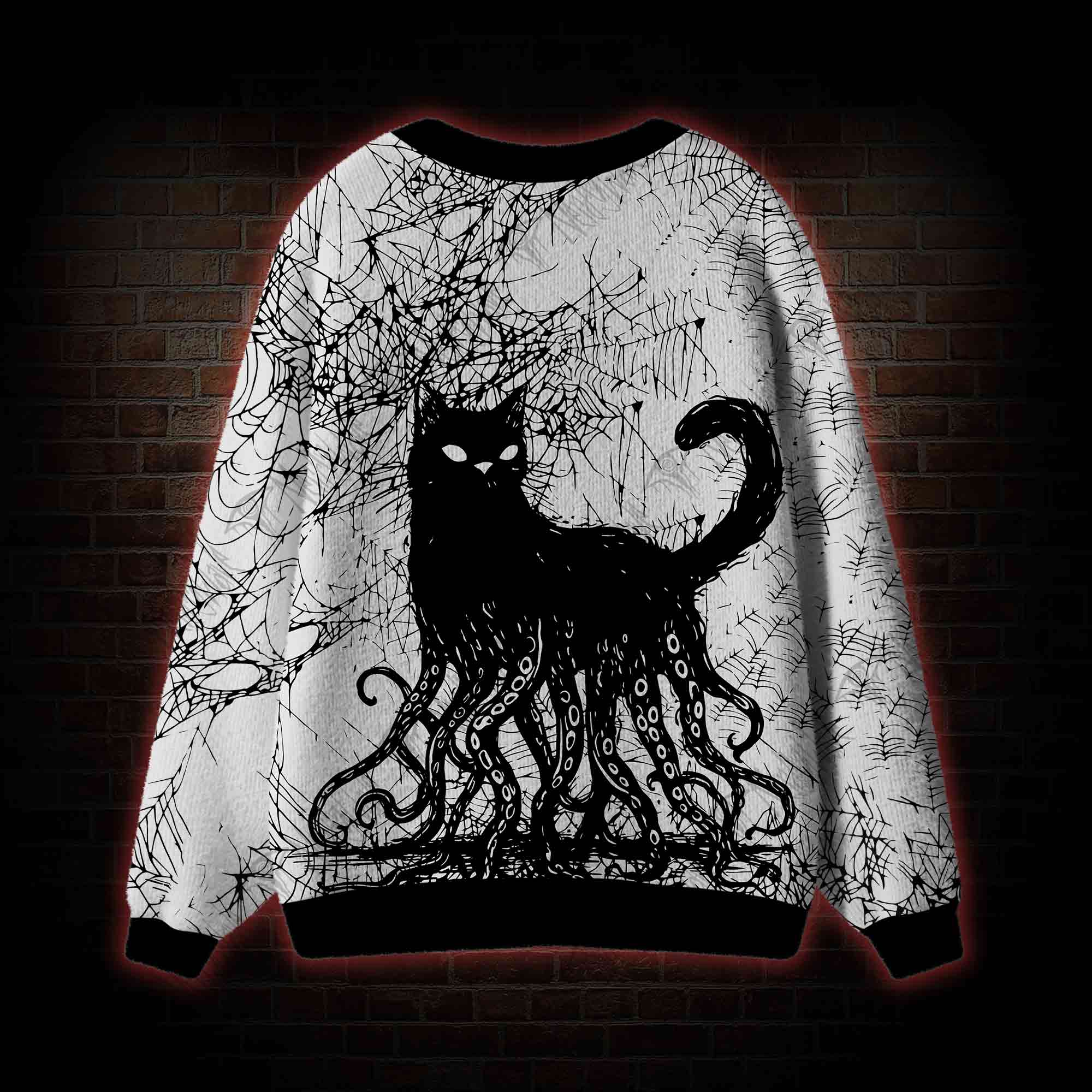 Octopus And Black Cat Cardigan Sweater