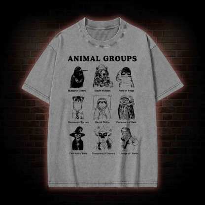 Animal Groups Washed T-shirt