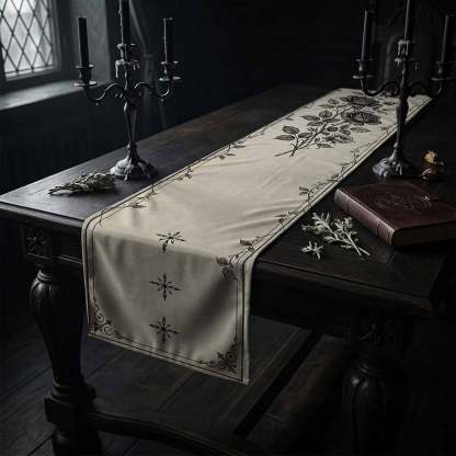 Gothic Black Roses Table Runner