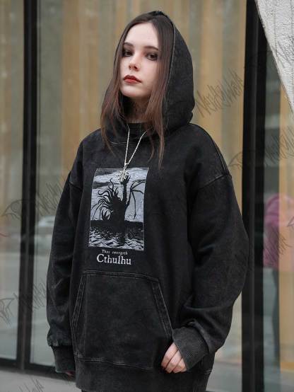 Thus Emergeth Cthulhu Washed Hoodie