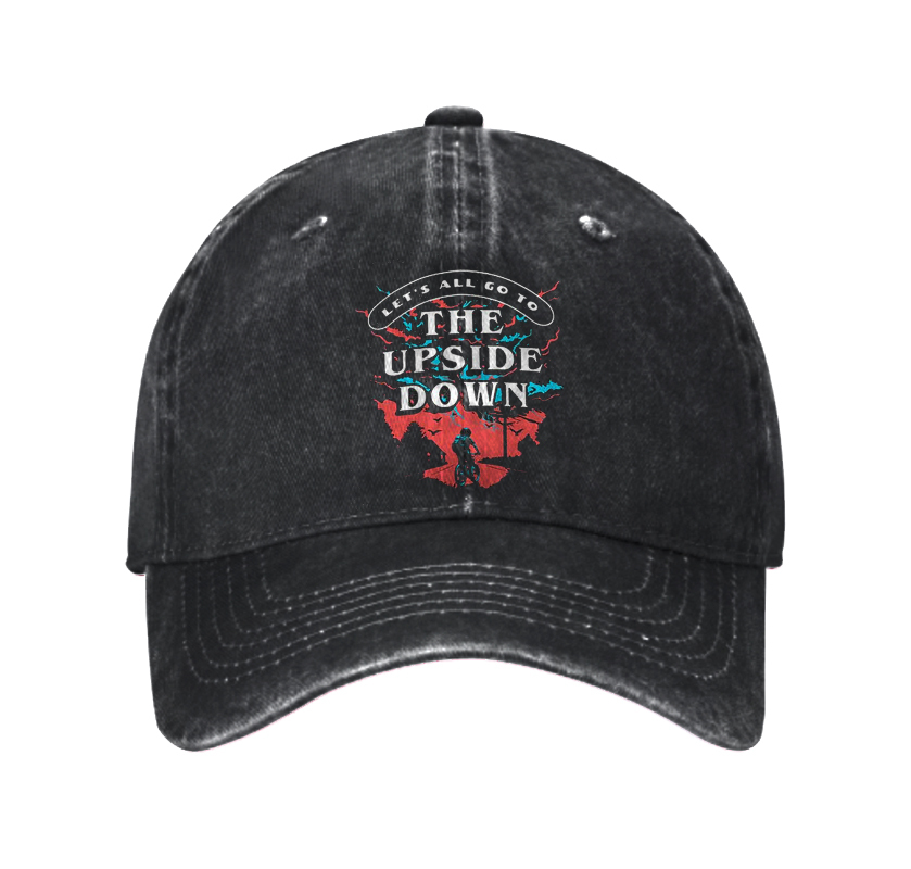 Let's All Go To The Upside Down Washed Vintage Baseball Cap