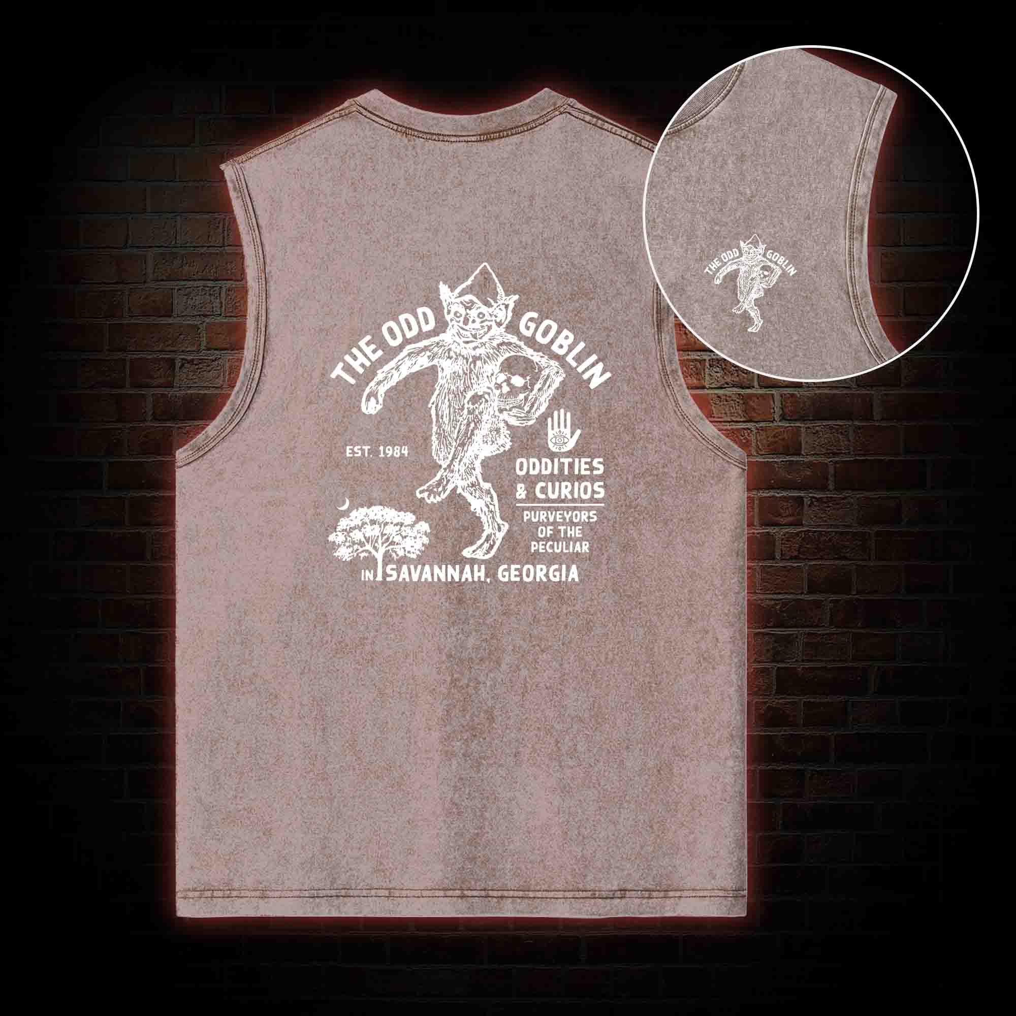 The Odd Goblin Back Print Washed Tank Top