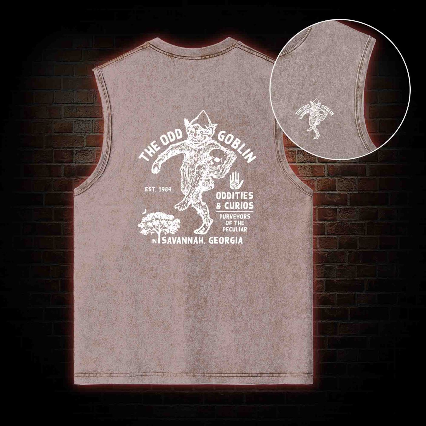 The Odd Goblin Back Print Washed Tank Top
