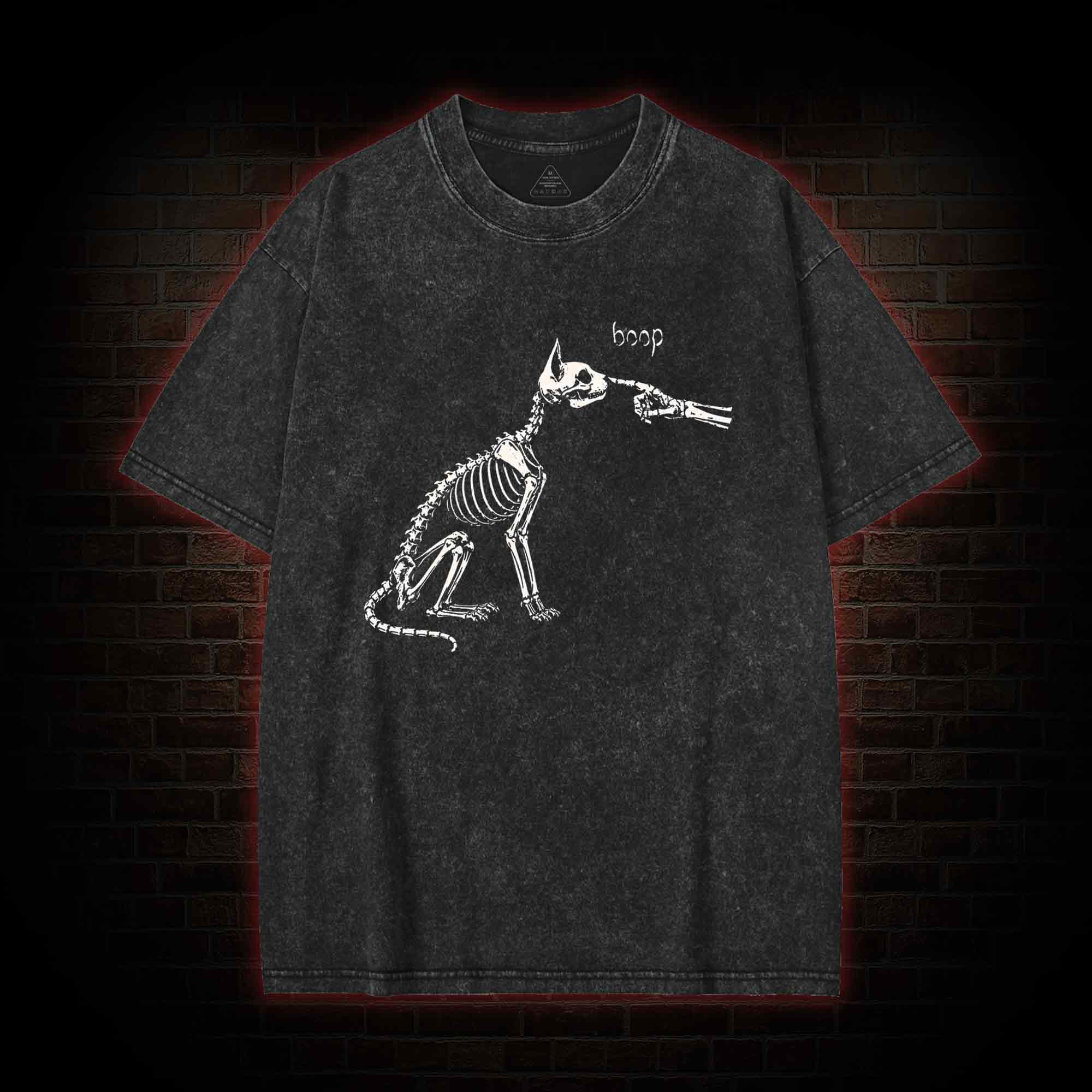 Skeleto Cat Boop Washed T-shirt