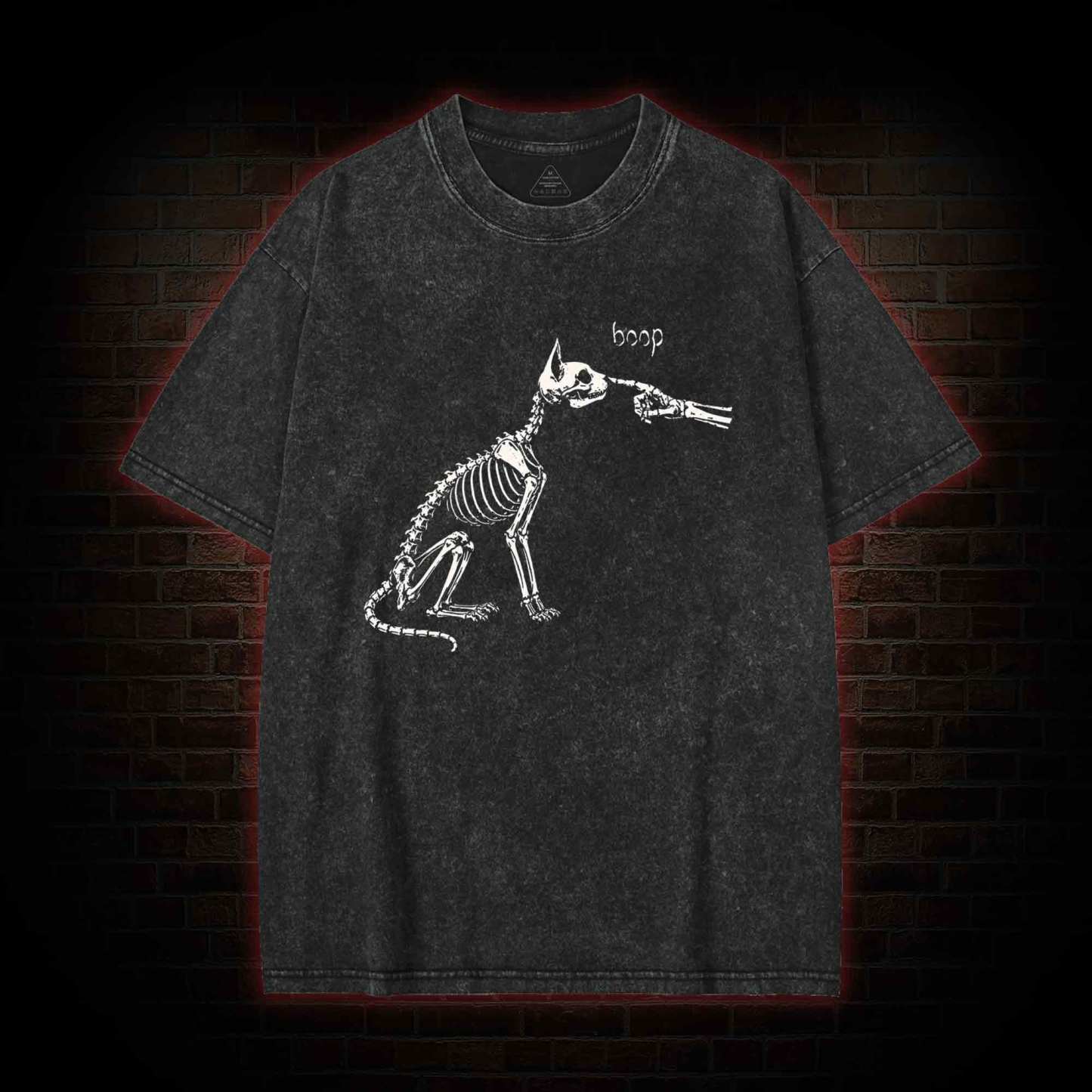 Skeleto Cat Boop Washed T-shirt