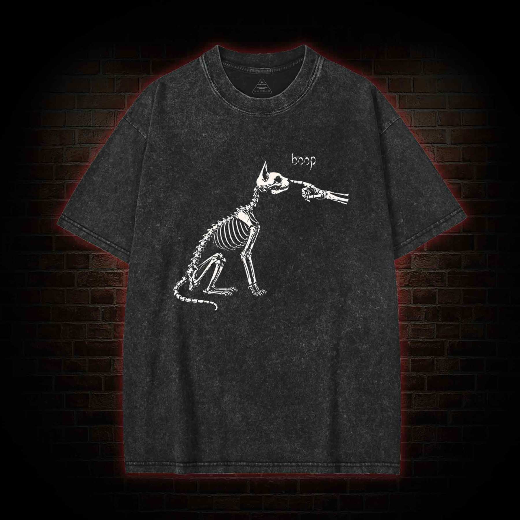 Skeleto Cat Boop Washed T-shirt