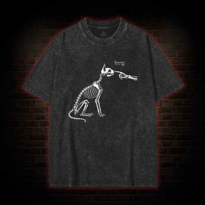 Skeleto Cat Boop Washed T-shirt