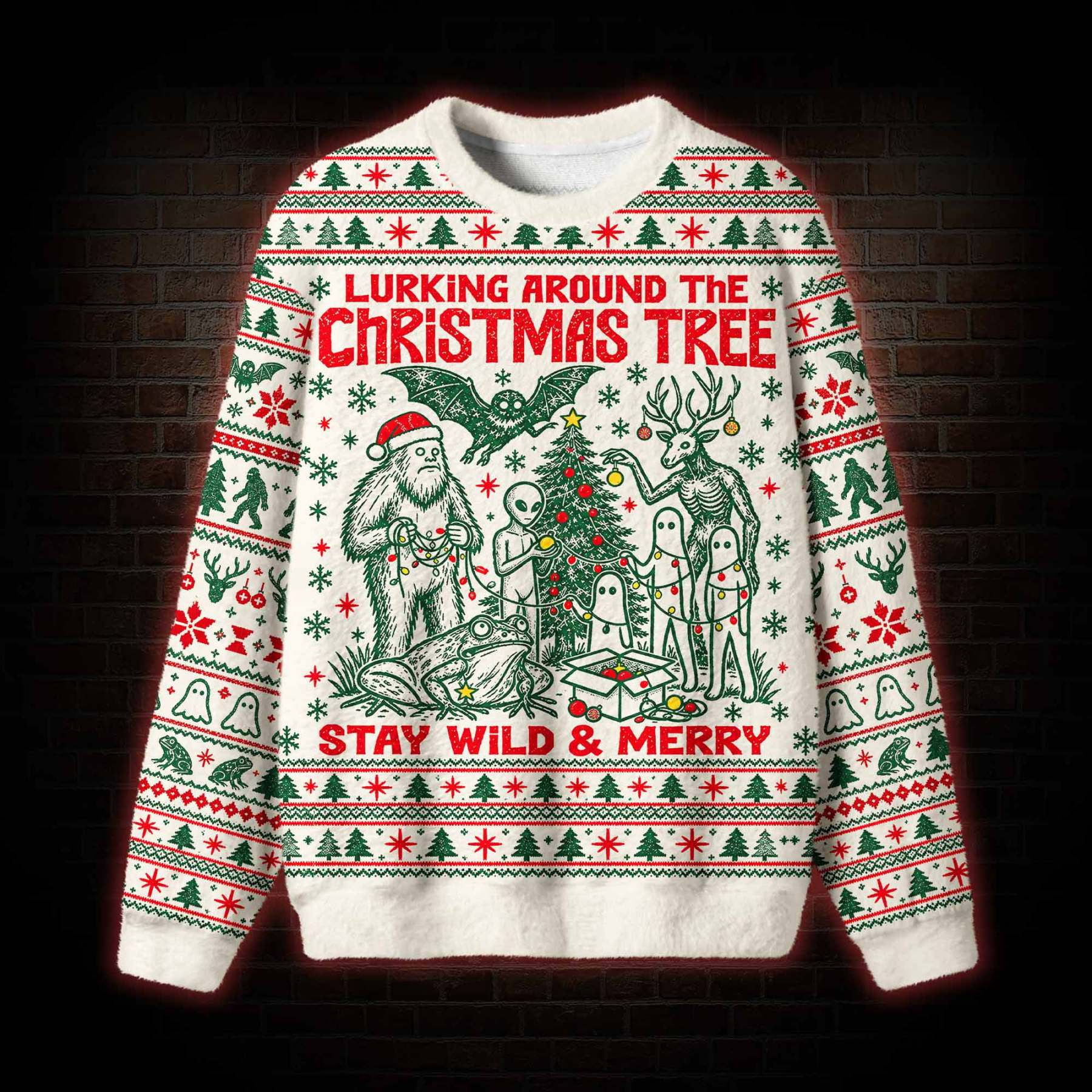Lurking around the Christmas Tree Ugly Sweatshirts