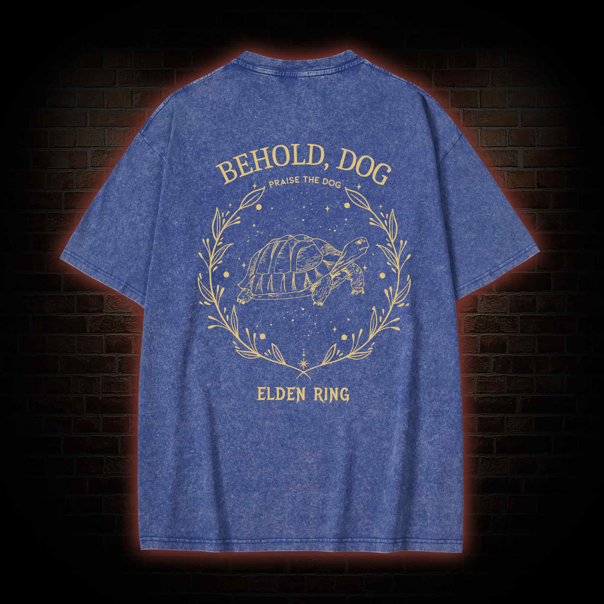 Behold Dog Front Back Washed T-shirt