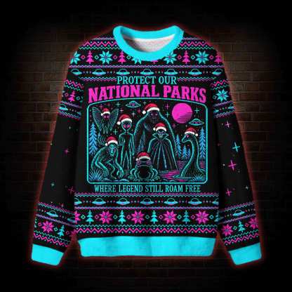 Cryptid National Park Christmas Ugly Sweatshirts