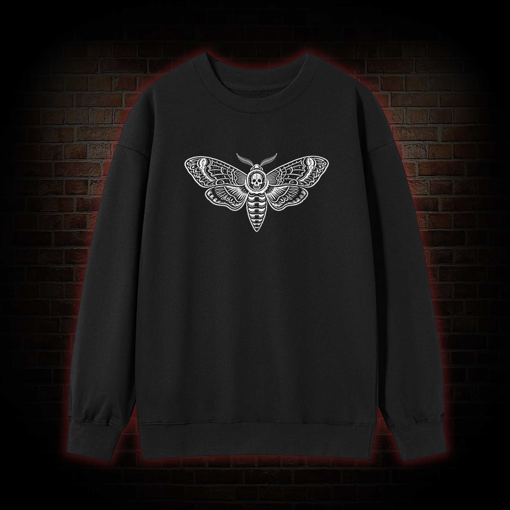 Moth Skull Embroidered Sweatshirt