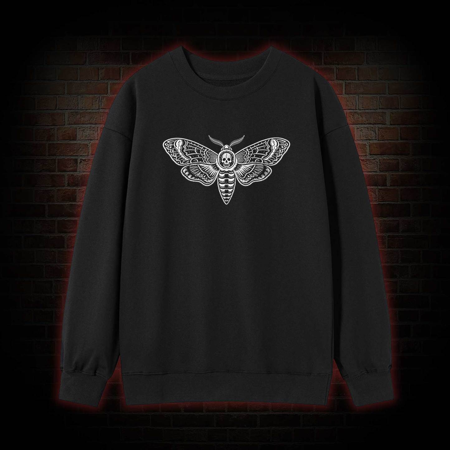 Moth Skull Embroidered Sweatshirt