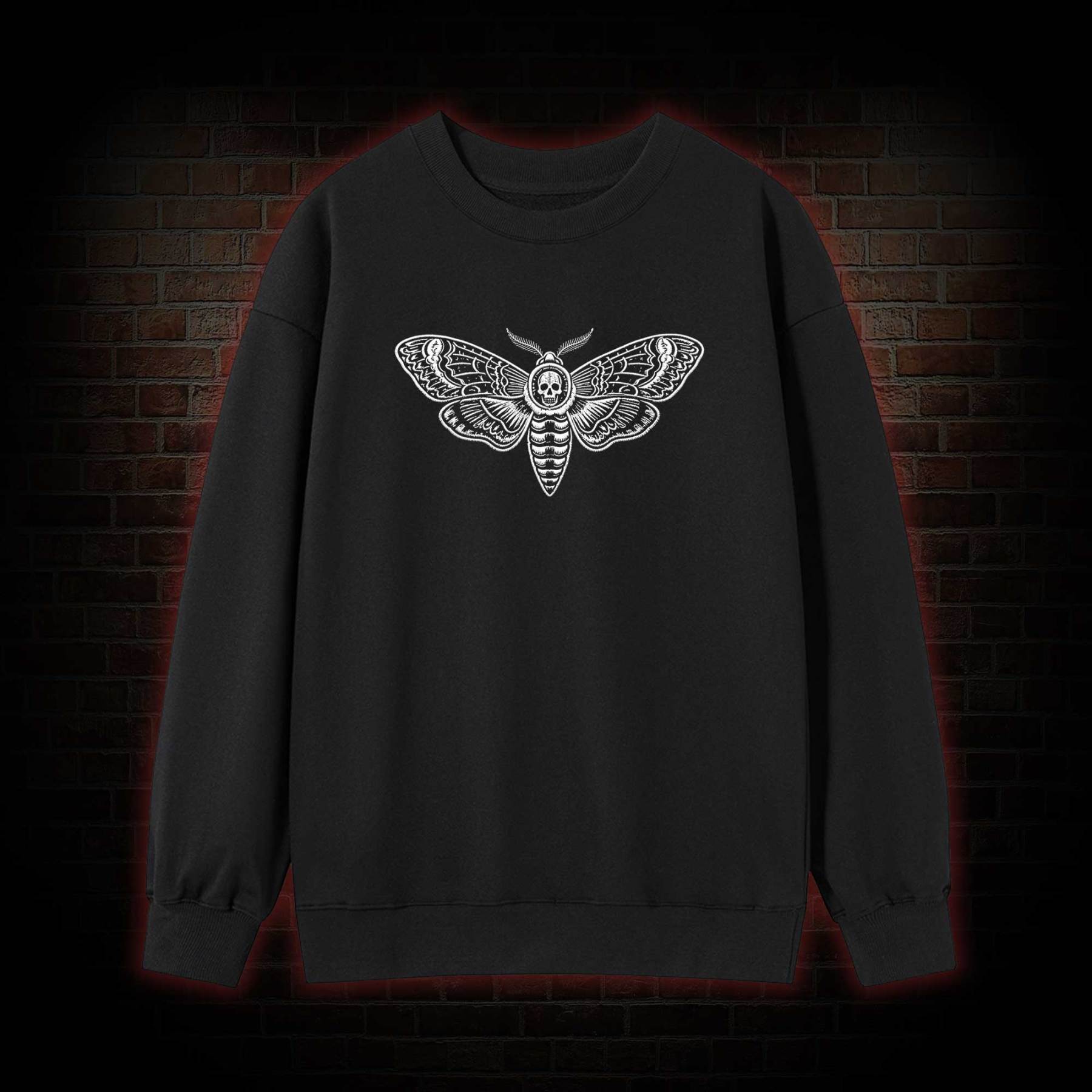 Moth Skull Embroidered Sweatshirt