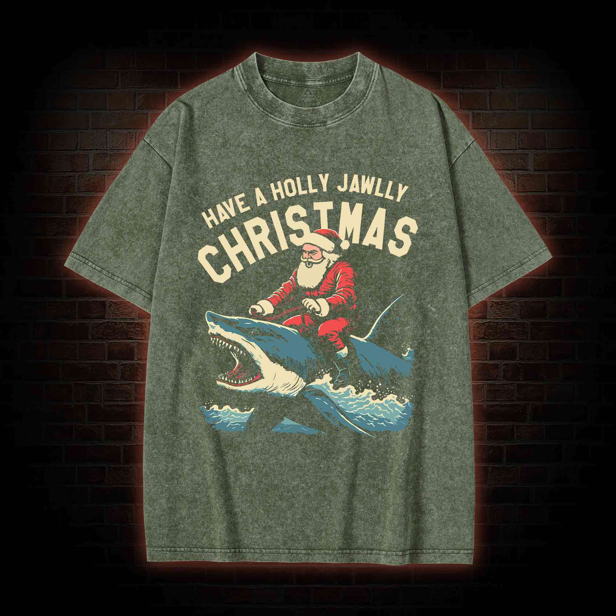 Have A Holly Jawlly Christmas Washed T-shirt