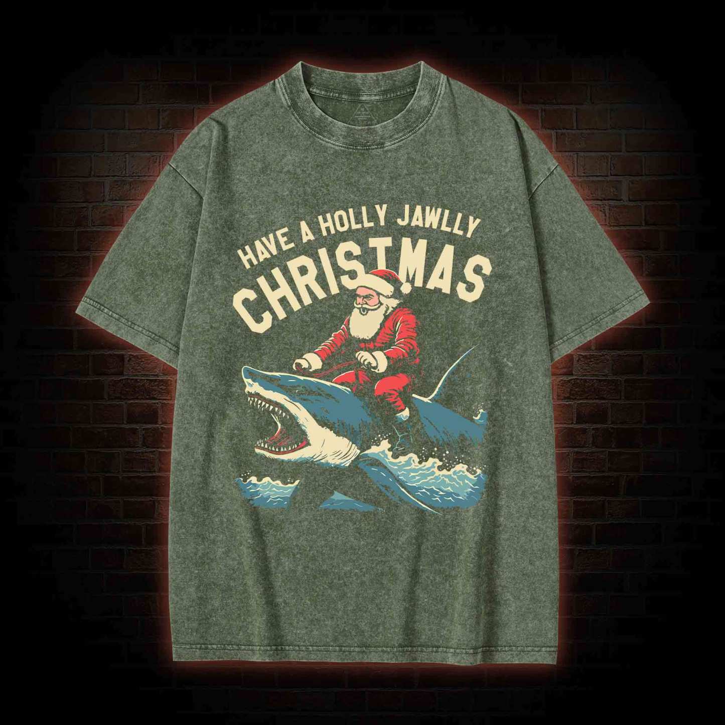 Have A Holly Jawlly Christmas Washed T-shirt