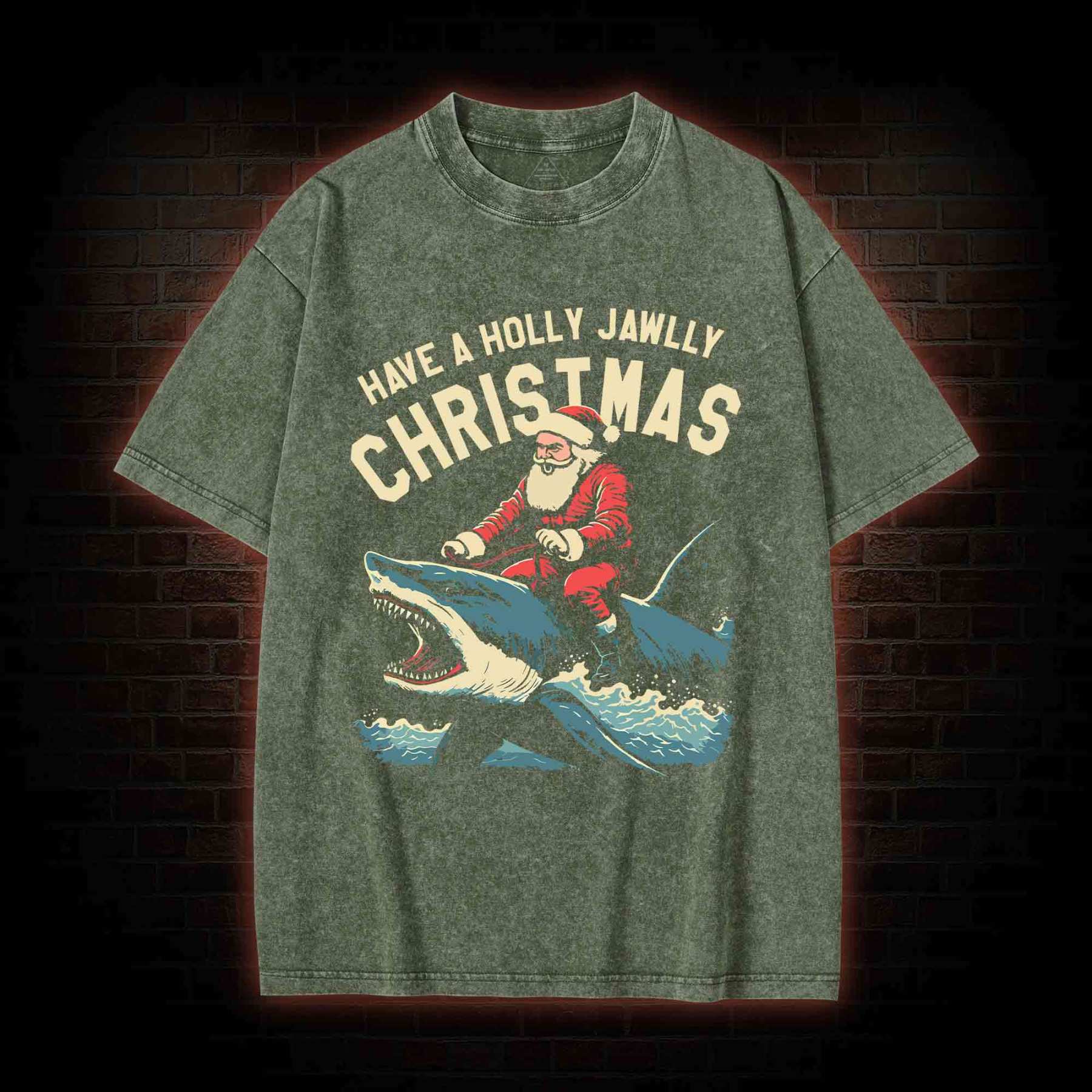 Have A Holly Jawlly Christmas Washed T-shirt