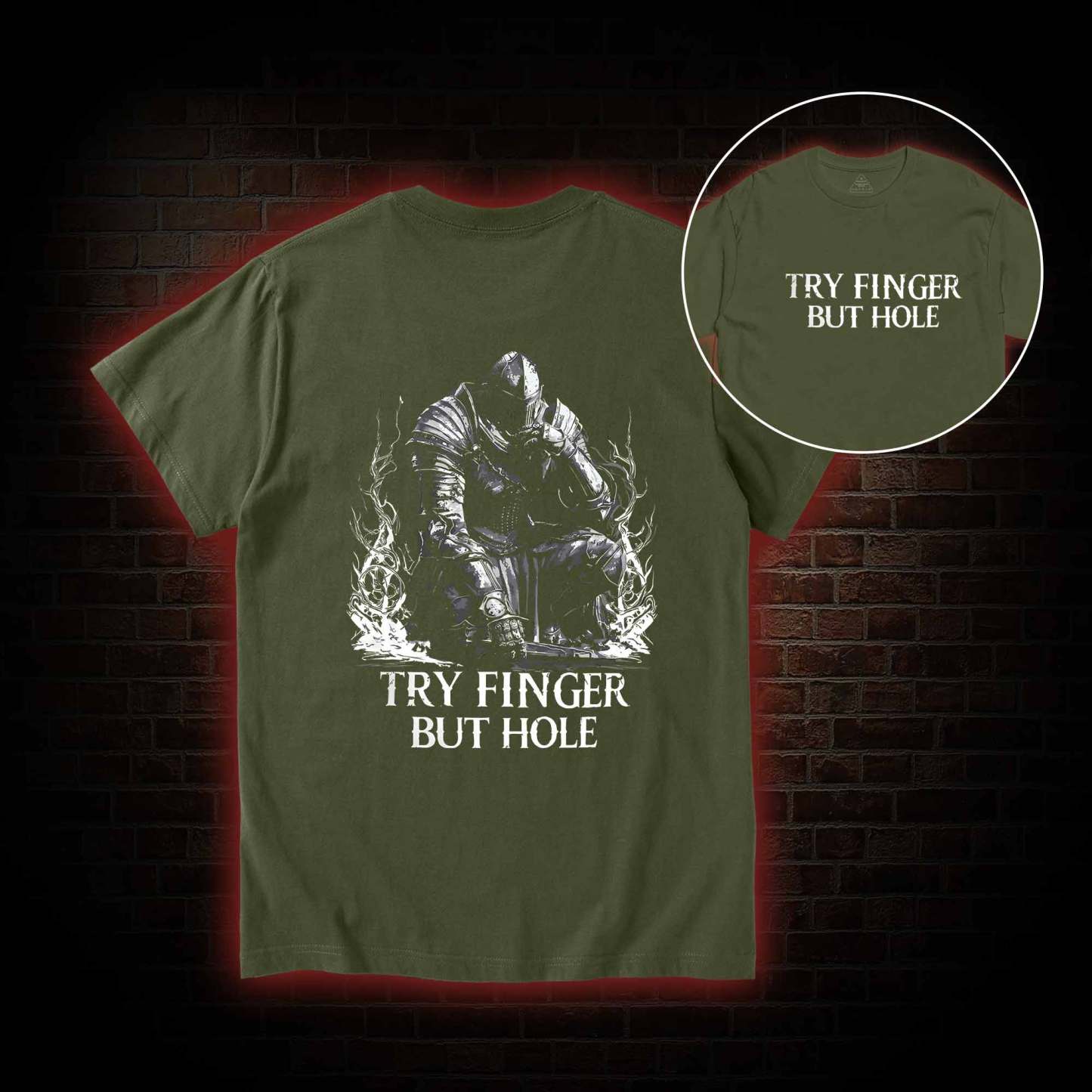Try Fingers but Hole Back Print T-Shirt