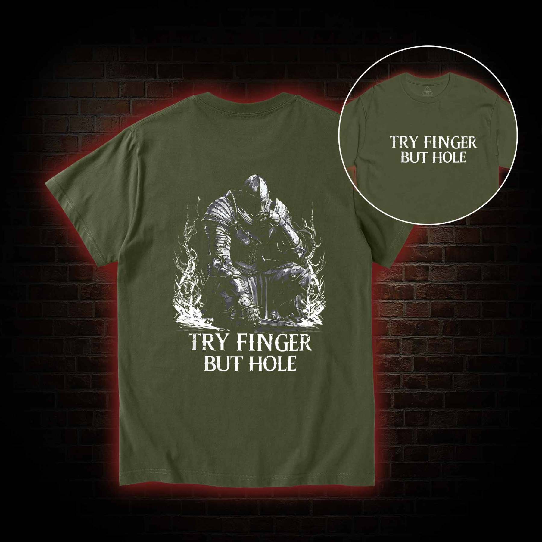 Try Fingers but Hole Back Print T-Shirt