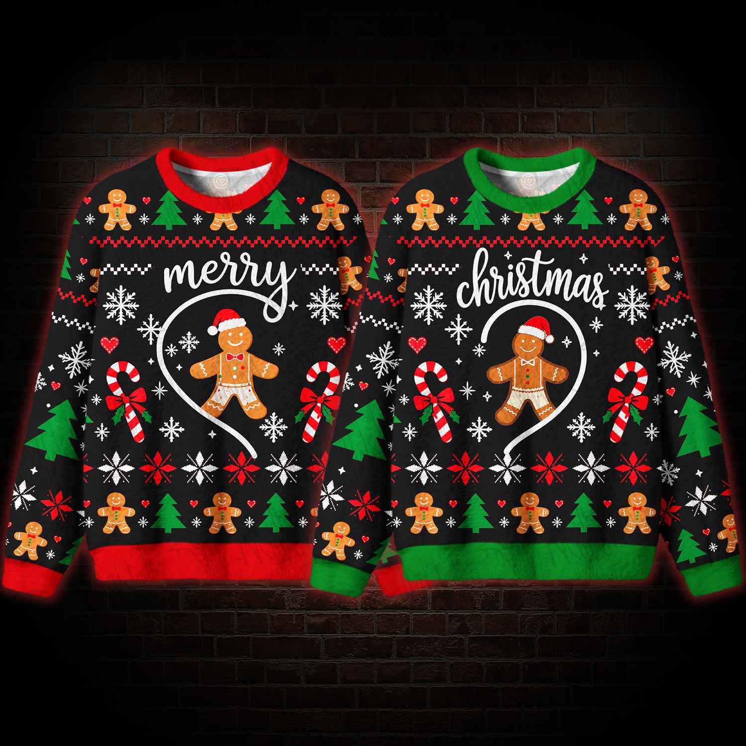 Gingerbread Man Merry Christmas Funny Matching Ugly Sweatshirts