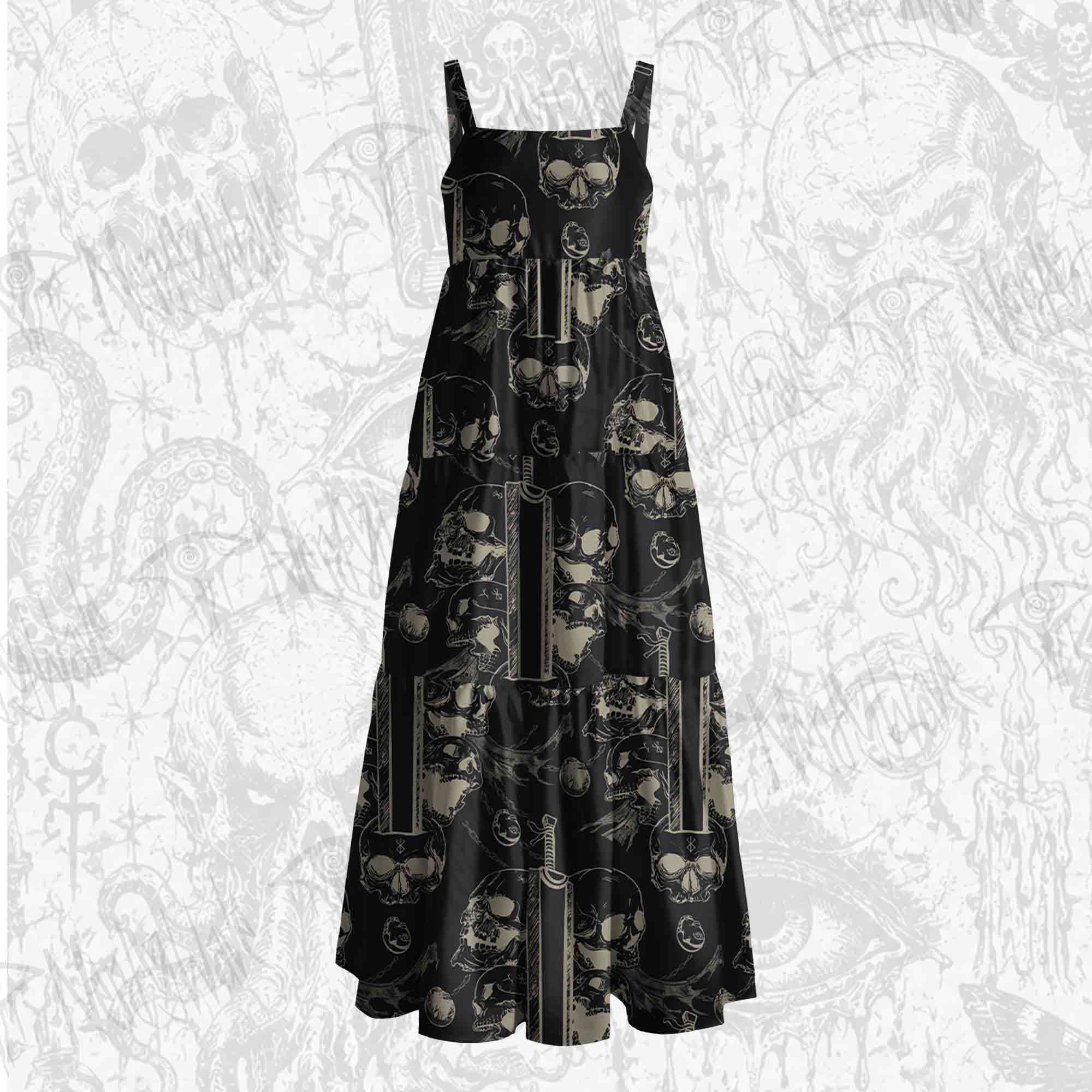 Black Swordsman Wide Straps Maxi Dress