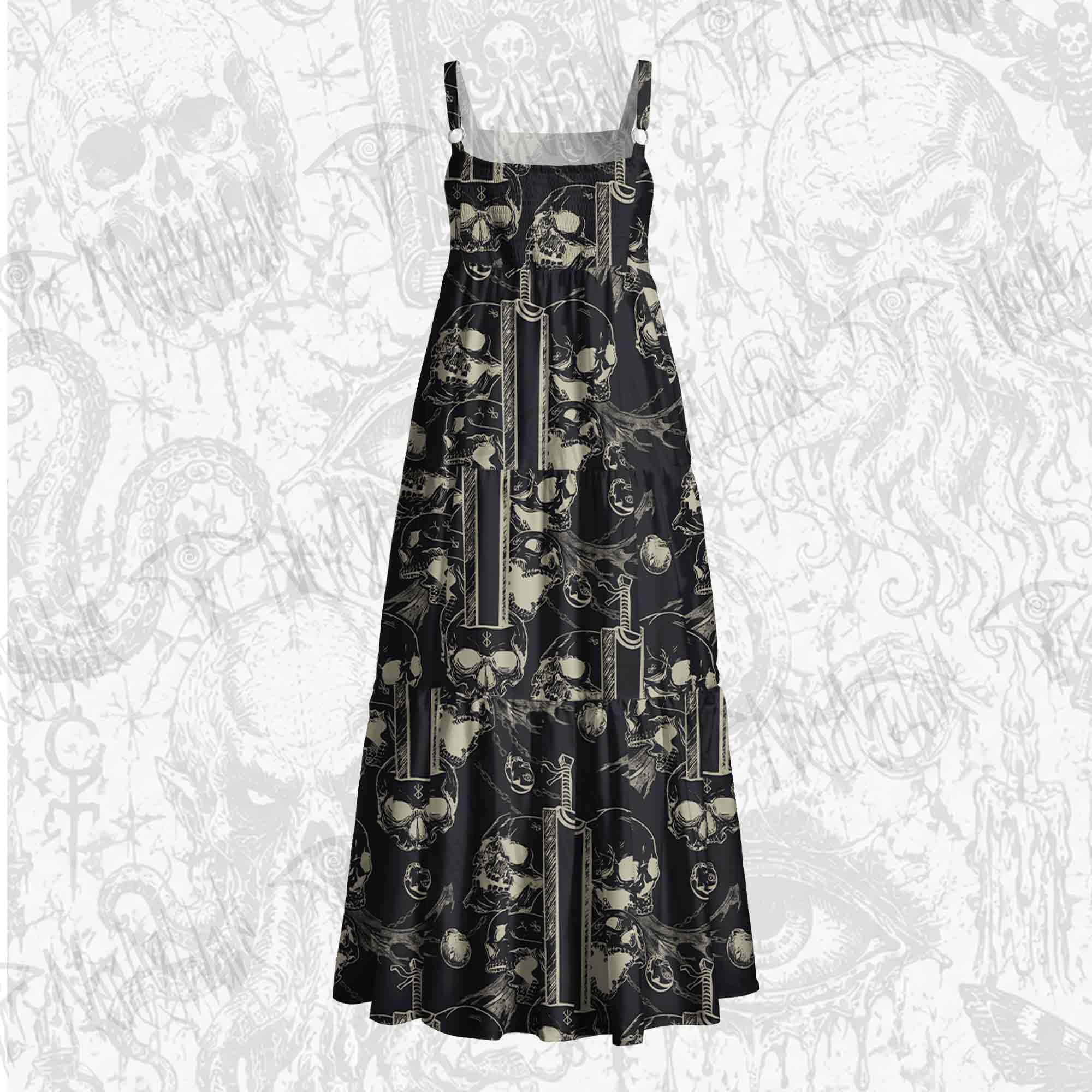 Black Swordsman Wide Straps Maxi Dress