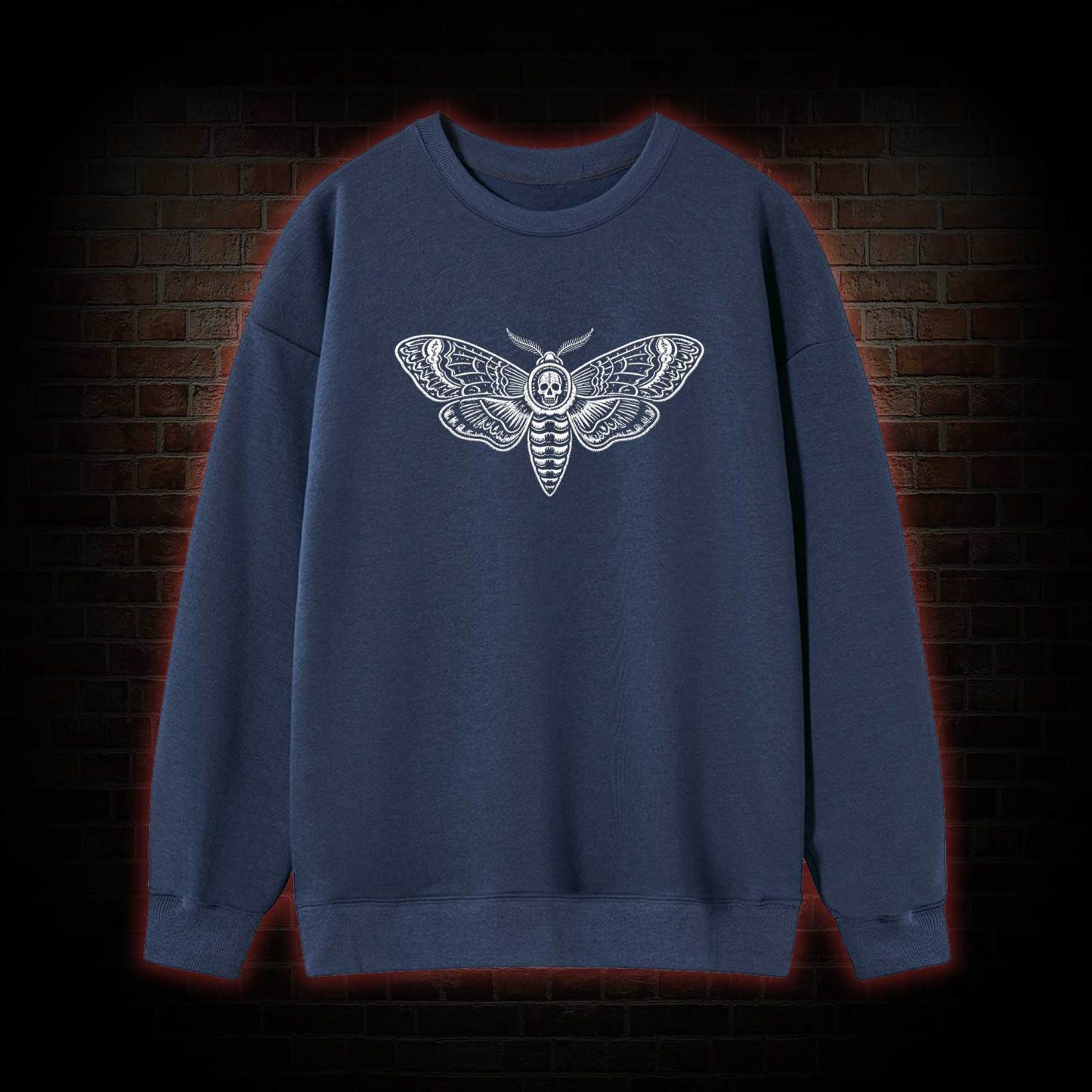 Moth Skull Embroidered Sweatshirt