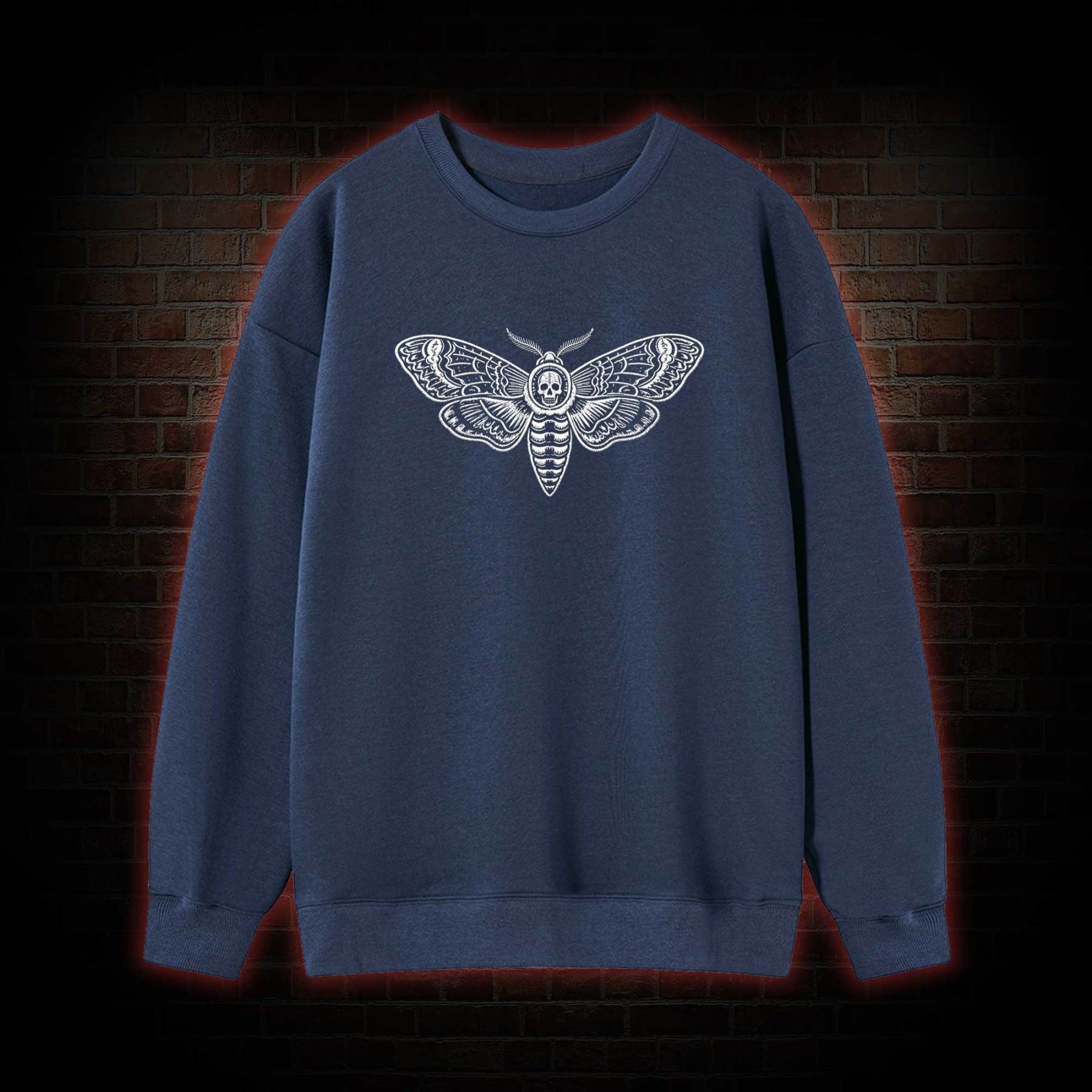 Moth Skull Embroidered Sweatshirt