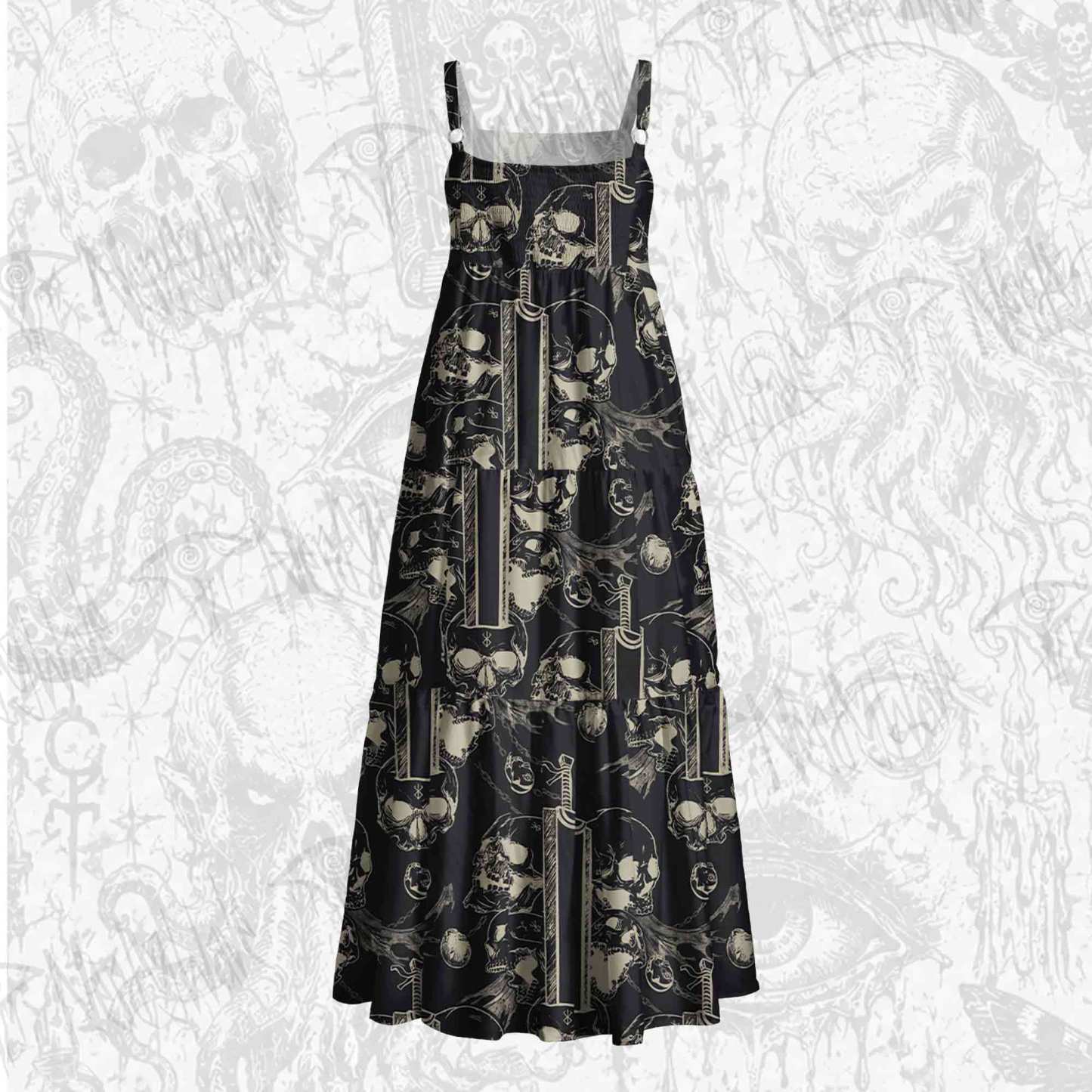 Black Swordsman Wide Straps Maxi Dress