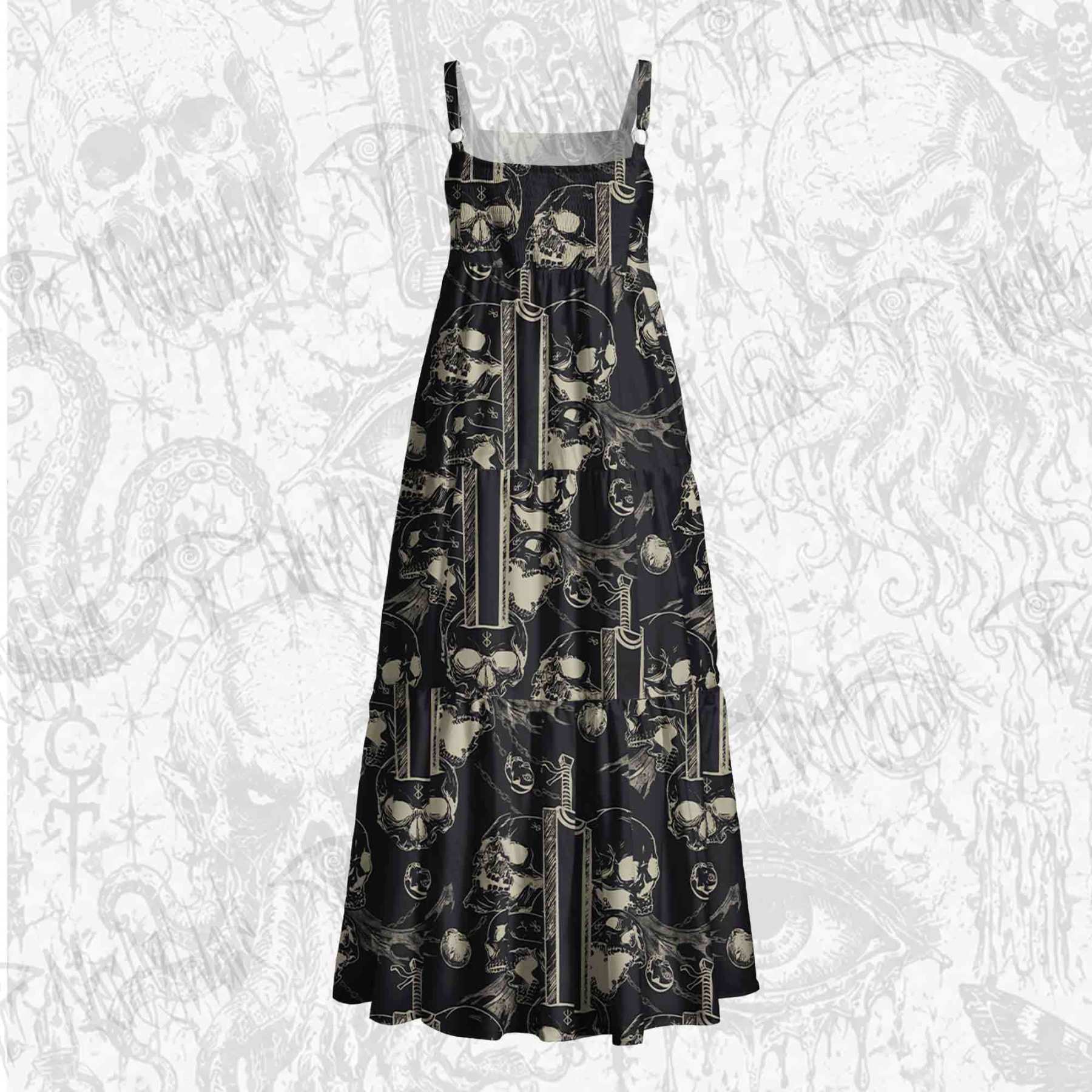 Black Swordsman Wide Straps Maxi Dress