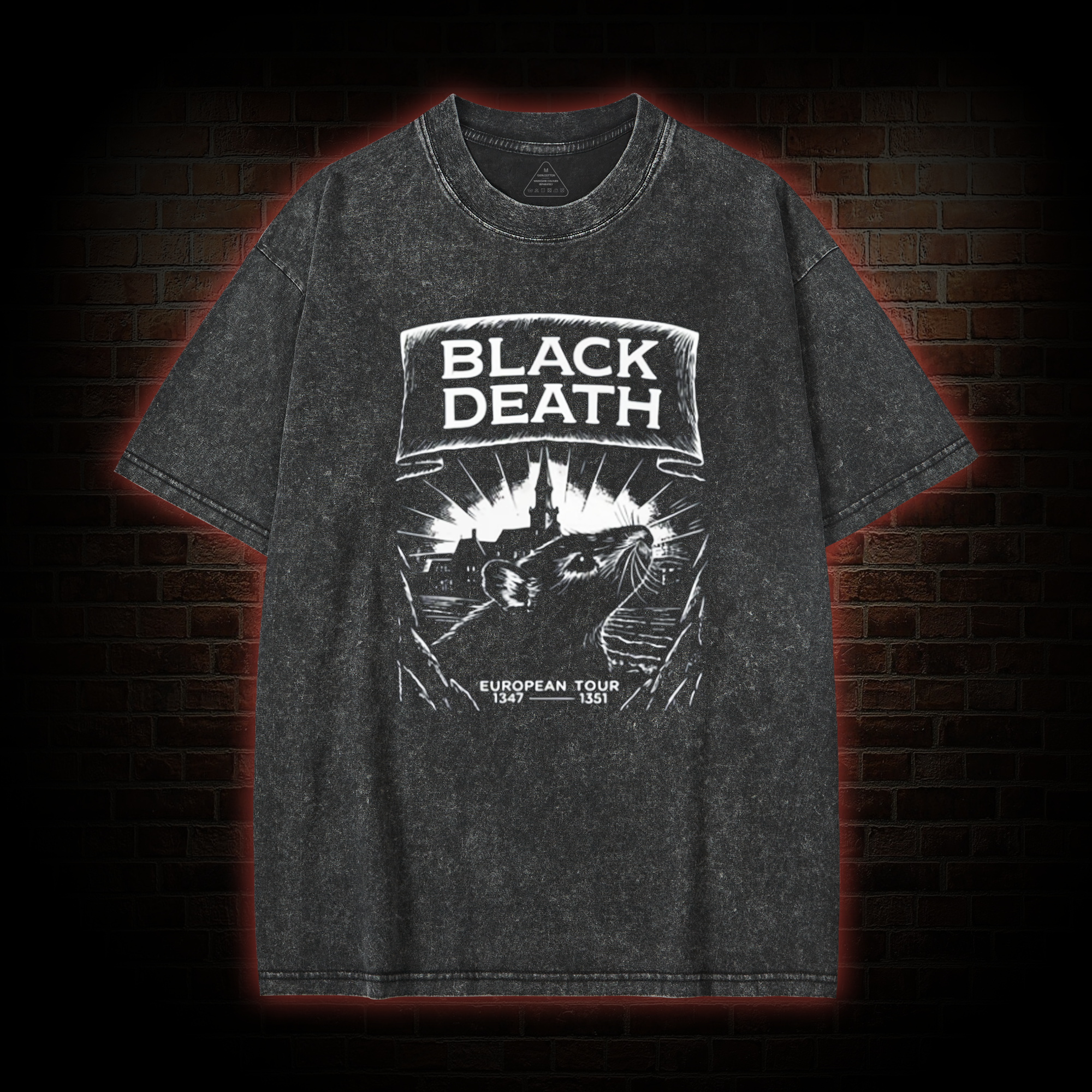 Black Death Rat Washed T-shirt