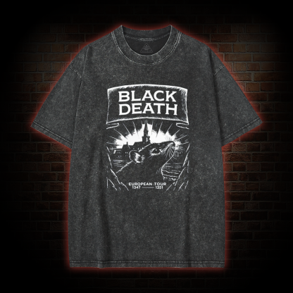Black Death Rat Washed T-shirt