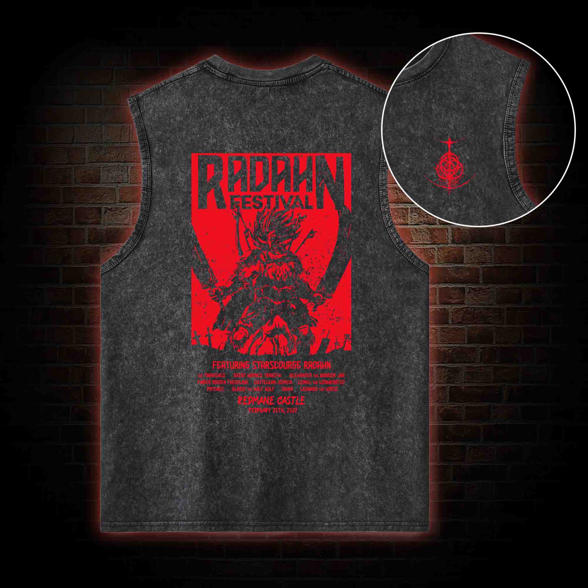 Battle Festival Back Print Washed Tank Top