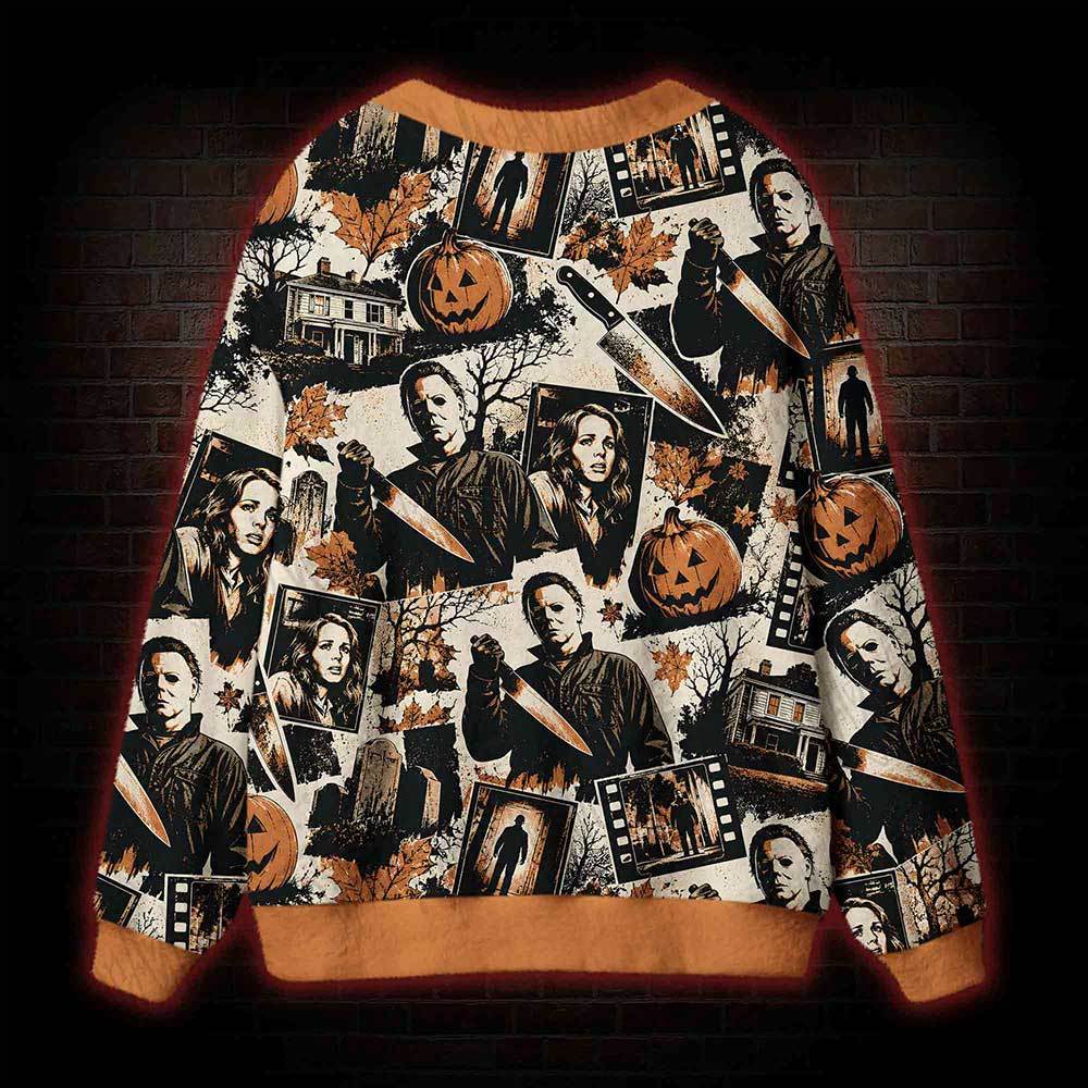 Retro Spooky Halloween Cardigan Sweater