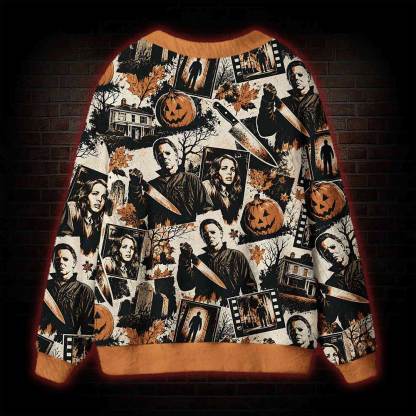 Retro Spooky Halloween Cardigan Sweater